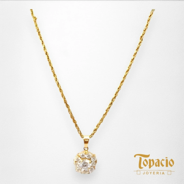 Cadena Cordón Torcido con Dije de Flor 18K