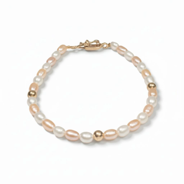 Pulsera de Perlas Bicolor con Detalles en Oro 18K
