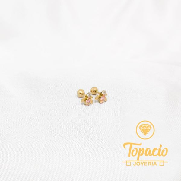 Aretes Abejita Rosada 18K